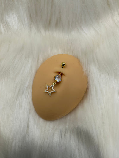 Golden star belly ring
