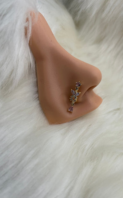 Rhinestone butterfly nose ring