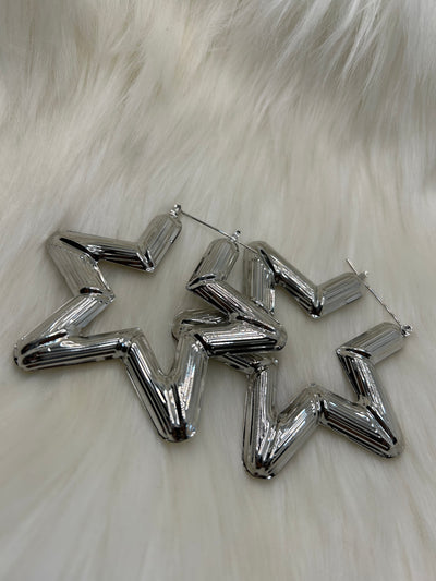 Silver 5star bamboo earrings