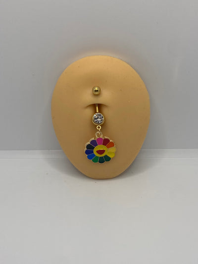 Rainbow Flower Belly Ring