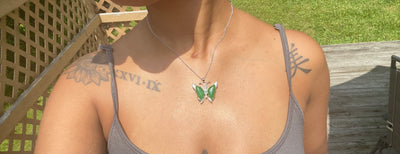 Green Jade Butterfly Necklace