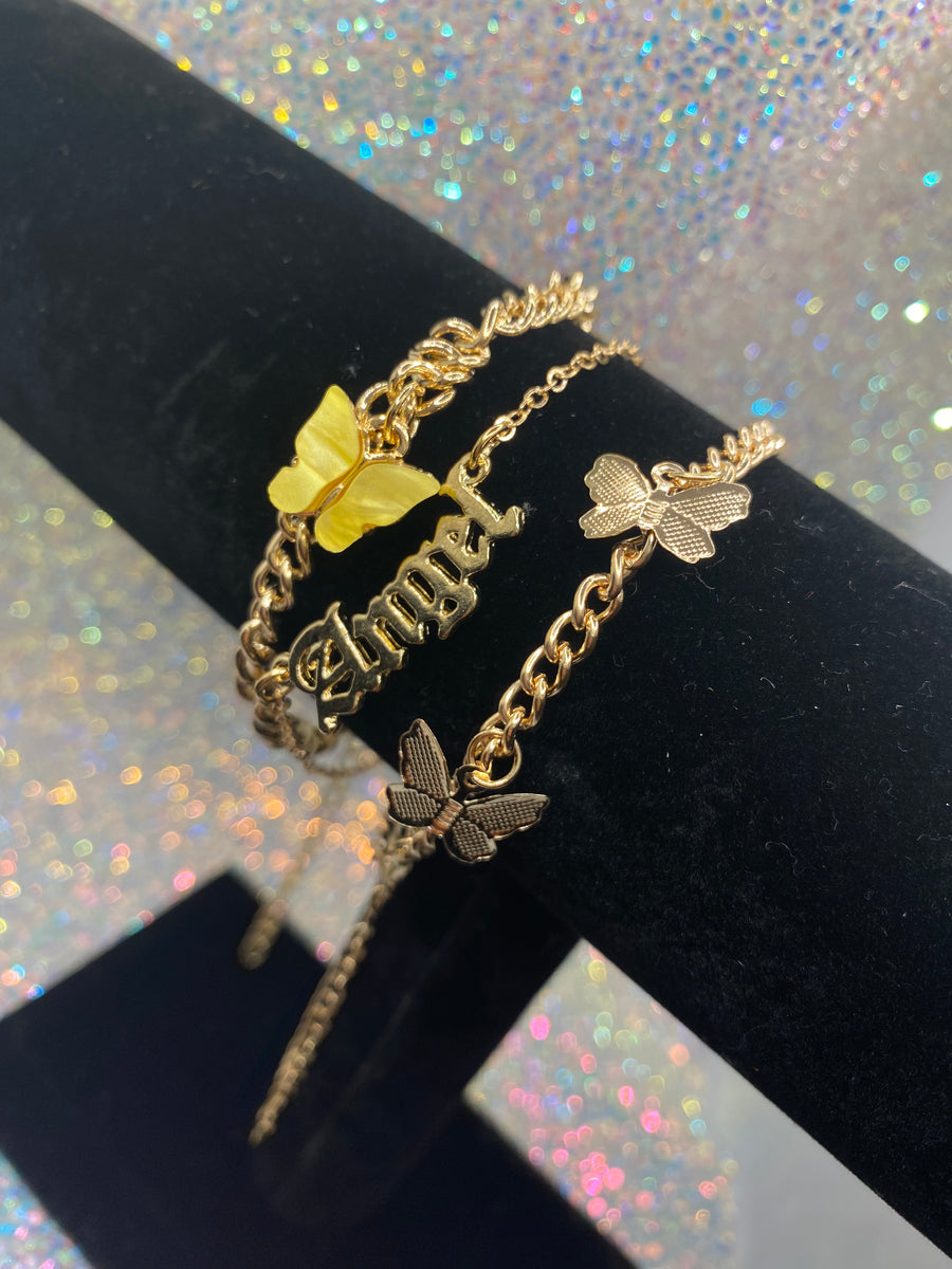 3-Piece Butterfly Angel Anklet